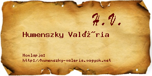 Humenszky Valéria névjegykártya